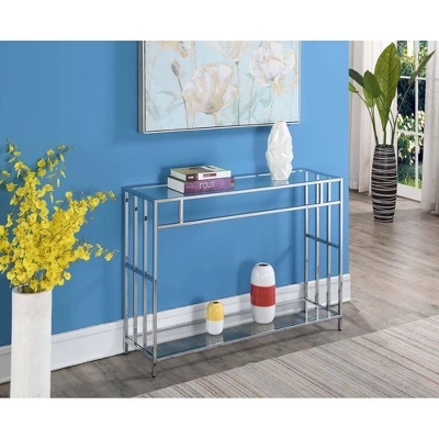 Mission Glass Console Table Chrome - Breighton Home 3 Mission Glass Console Table Chrome - Breighton Home