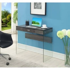 36" SoHo 1 Drawer Glass Desk - Breighton Home