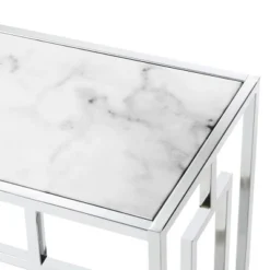 Town Square Chrome Faux Marble Glass Hall Table With Shelf White Marble/Glass/Chrome - Breighton Home 8 Town Square Chrome Faux Marble Glass Hall Table With Shelf White Marble/Glass/Chrome - Breighton Home -Urban Nest Store GUEST 0cd8f0bf 320f 4083 a01a 06a667a84fda