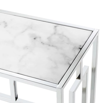 Town Square Chrome Faux Marble Glass Hall Table With Shelf White Marble/Glass/Chrome - Breighton Home 5 Town Square Chrome Faux Marble Glass Hall Table With Shelf White Marble/Glass/Chrome - Breighton Home - Image 3
