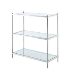 30.25" Royal Crest 3 Tier Bookcase Chrome - Breighton Home -Urban Nest Store GUEST 0f036127 b9f4 4adb 9aa2 71bd99c51a48
