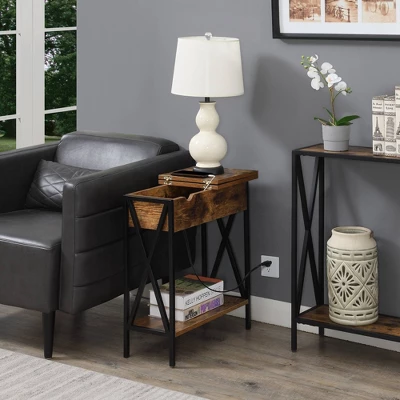 Tucson Flip Top End Table With Charging Station And Shelf - Breighton Home 3 Tucson Flip Top End Table With Charging Station And Shelf - Breighton Home