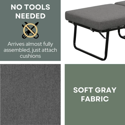 Designs4Comfort Folding Bed Ottoman Soft Gray Fabric - Breighton Home: Multi-Functional Sleeper, No Assembly Required 5 Designs4Comfort Folding Bed Ottoman Soft Gray Fabric - Breighton Home: Multi-Functional Sleeper, No Assembly Required - Image 4