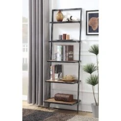 72.25" Laredo 5 Tier Ladder Bookcase/shelf Natural/Antique Black - Breighton Home -Urban Nest Store GUEST 20c10f35 4940 46ae ae22 ddf4afef5d6b