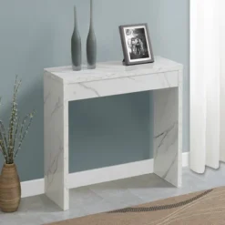 Breighton Home Northfield Entryway Hall Table In White Faux Marble