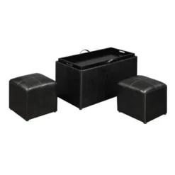 Sheridan Storage Bench W/2 Side Ottomans Black - Breighton Home -Urban Nest Store GUEST 3b64be25 fc77 4711 b192 d6a2c18aea9b