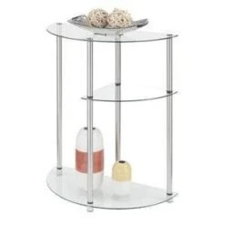 Classic Glass 3 Tier Display Entryway Table Clear Glass - Breighton Home