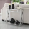 Oxford Chrome Glass Hall Table With Shelf Glass/Chrome - Breighton Home: Entryway Furniture With Geometric Design