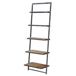 72.25" Laredo 5 Tier Ladder Bookcase/shelf Natural/Antique Black - Breighton Home -Urban Nest Store GUEST 49fb6ff4 b141 4085 9f77 23b7412c1b3e