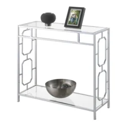 Omega Chrome Glass Hall Table With Shelf Glass/Chrome - Breighton Home -Urban Nest Store GUEST 570a3d0c f199 4293 a34a 11a0c89acf55