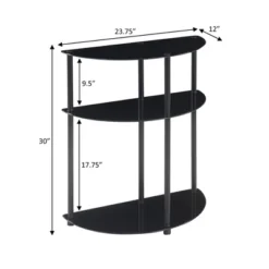 Breighton Home Designs2Go Classic Glass 3 Tier Half-Circle Entryway Hall Table In Black/Black -Urban Nest Store GUEST 64738dc4 2c72 4b45 9347 0daf3439f48b