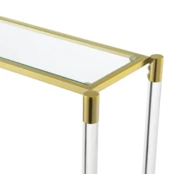 Breighton Home Royal Crest 2 Tier Acrylic Glass Console Table Gold/Glass: Chic Entryway Furniture, 12" Depth -Urban Nest Store GUEST 669ec28d a52e 4f80 bc36 2c347a4b027c