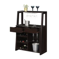 Uptown Wine Bar With Cabinet Faux Black Marble/Espresso - Breighton Home -Urban Nest Store GUEST 66a6d046 6e78 465f ac19 dee4d590d0ba