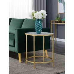 Gold Coast Deluxe Mirrored Round End Table - Johar Furniture