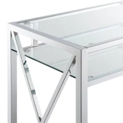 42" Oxford Chrome Desk With Shelf Clear Glass/Chrome - Breighton Home -Urban Nest Store GUEST 84fb5292 c935 4c4a aeee 03c2d646df4b