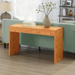 Breighton Home Northfield Hall Console Table/Desk In Light Burl