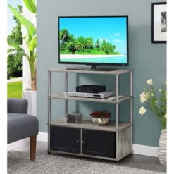 Designs2Go Highboy TV Stand For TVs Up To 50" With Storage Cabinets And Shelves Faux Birch - Breighton Home