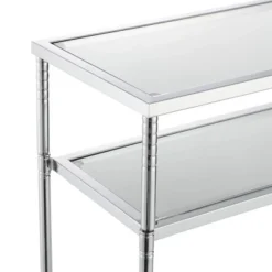 Tudor Console Table With Shelf Clear Glass/Chrome - Breighton Home -Urban Nest Store GUEST a65a046f 791f 4068 8b95 f7460fb42f42