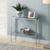 Breighton Home Nadia Glass Chrome Entryway Hall Table With Shelf In Glass/Chrome