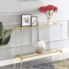 Breighton Home Royal Crest 2 Tier Acrylic Glass Console Table Gold/Glass: Chic Entryway Furniture, 12" Depth