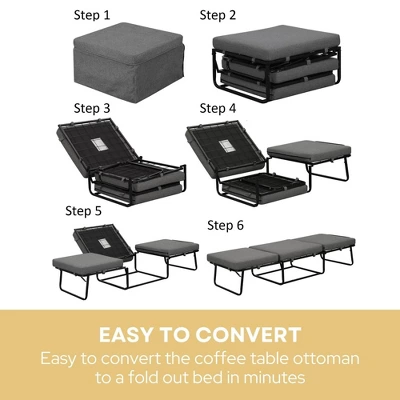 Designs4Comfort Folding Bed Ottoman Soft Gray Fabric - Breighton Home: Multi-Functional Sleeper, No Assembly Required 6 Designs4Comfort Folding Bed Ottoman Soft Gray Fabric - Breighton Home: Multi-Functional Sleeper, No Assembly Required - Image 5