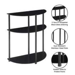 Breighton Home Designs2Go Classic Glass 3 Tier Half-Circle Entryway Hall Table In Black/Black -Urban Nest Store GUEST d1de9562 c08c 4029 9e9f 8d8670187687