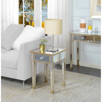 Gold Coast Mirrored End Table With Drawer - Breighton Home 3 Gold Coast Mirrored End Table With Drawer - Breighton Home