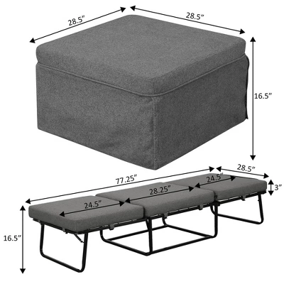 Designs4Comfort Folding Bed Ottoman Soft Gray Fabric - Breighton Home: Multi-Functional Sleeper, No Assembly Required 11 Designs4Comfort Folding Bed Ottoman Soft Gray Fabric - Breighton Home: Multi-Functional Sleeper, No Assembly Required - Image 10