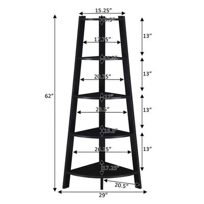 62" Newport 5 Tier Wide Corner Bookcase - Breighton Home 6 62" Newport 5 Tier Wide Corner Bookcase - Breighton Home - Image 4