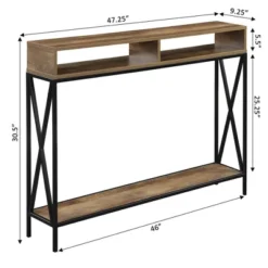 Tucson Deluxe Console Table With Shelf Weathered Barnwood/Black - Breighton Home -Urban Nest Store GUEST eddc339b 93ab 4ff8 b174 e21ff584dacd