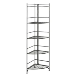 57.5" 5 Tier Folding Metal Corner Shelf - Breighton Home -Urban Nest Store GUEST f77db4d9 6116 41f5 b74b 42ee794d8644