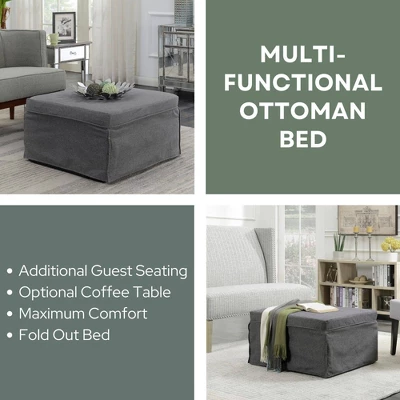 Designs4Comfort Folding Bed Ottoman Soft Gray Fabric - Breighton Home: Multi-Functional Sleeper, No Assembly Required 4 Designs4Comfort Folding Bed Ottoman Soft Gray Fabric - Breighton Home: Multi-Functional Sleeper, No Assembly Required - Image 3